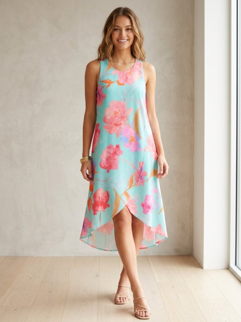 Pink Sophie Floral Summer Dress Size M (Medium)